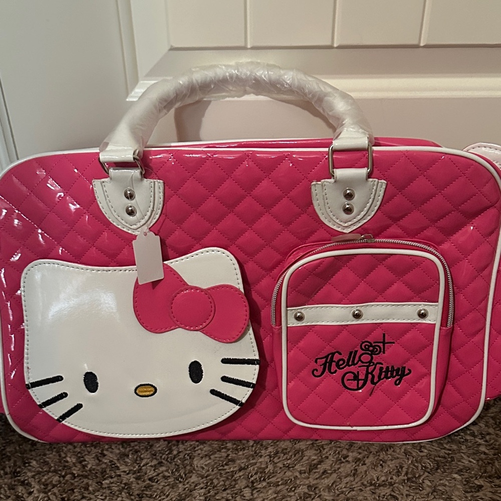 Hello Kitty Quilted Pink and White Travel Bag